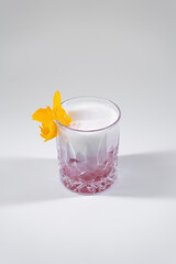 fresh pink clover club or sour cocktail with raspberry or red wine