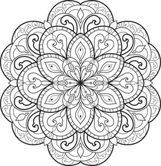 Adult coloring page Mandala.Hand drawn illustration.ornament design for coloring page