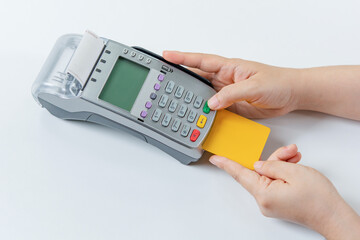 Credit card payment with EDC machine or credit card terminal.