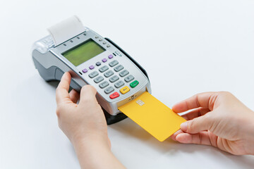 Credit card payment with EDC machine or credit card terminal.