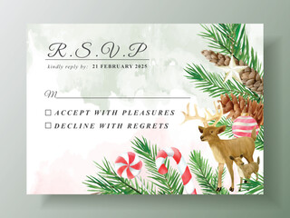 beautiful wedding invitation card template with christmas theme