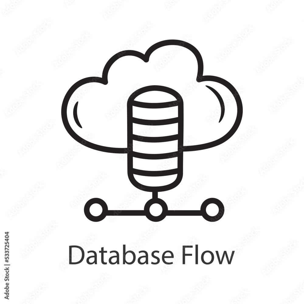 Aufkleber database flow filled outline icon design illustration. data symbol on white background eps 10 file