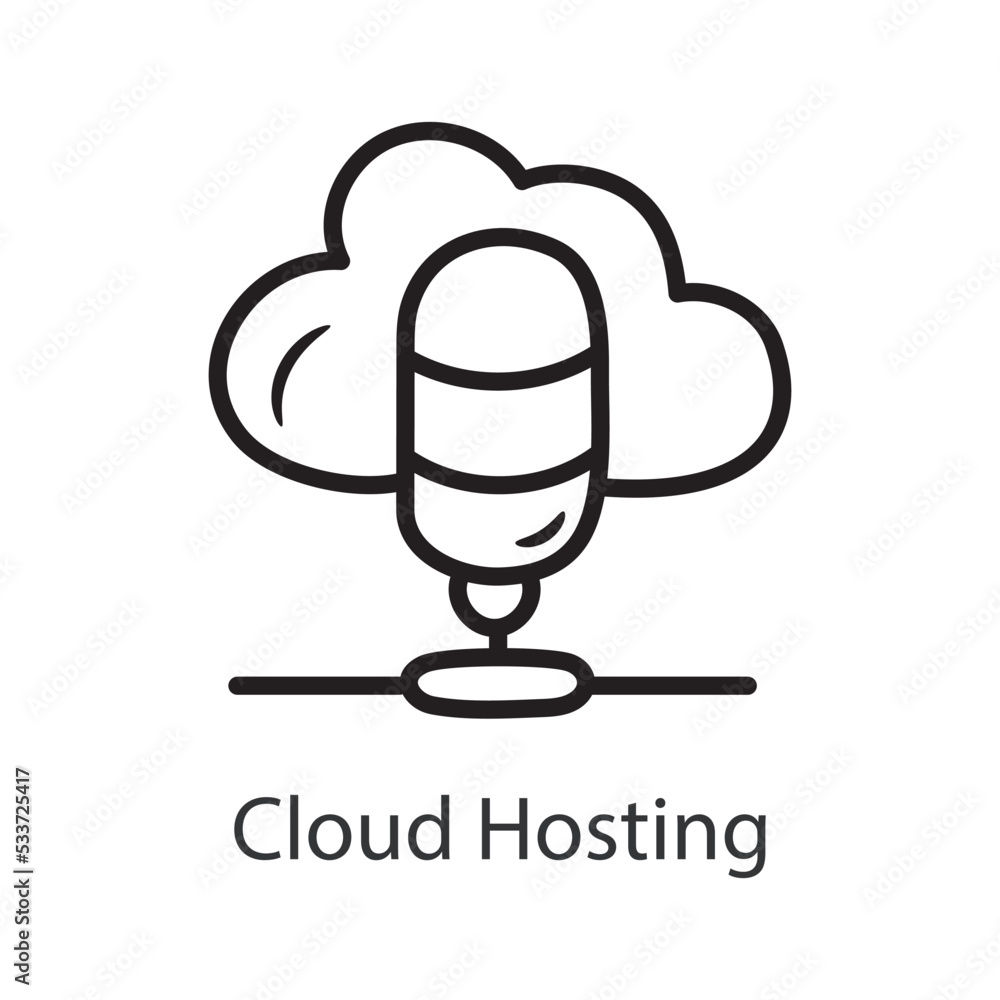 Poster cloud hosting filled outline icon design illustration. data symbol on white background eps 10 file
