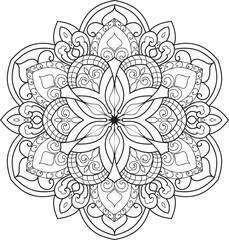 Adult coloring page Mandala.Hand drawn illustration.ornament design for coloring page