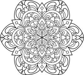 Mandala isolated on the white background.Doodle pattern.ornament design for coloring page