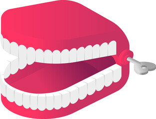 Clockwork toy teeth for joke april fool's day