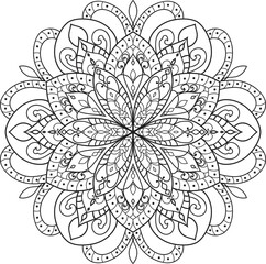 Mandala isolated on the white background.Doodle pattern.ornament design for coloring page