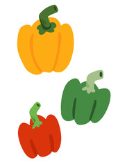 Bell Pepper Graphic hand draw. Red pepper, green pepper, Yellow pepper