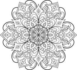 Antistress Coloring Page Mandala. Hand-drawn illustration vector