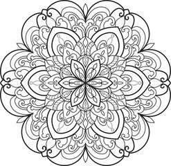 Mandala isolated on the white background.Doodle pattern.ornament design for coloring page