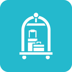 Luggage Cart Multicolor Round Corner Glyph Inverted Icon