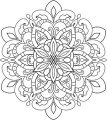 Antistress Coloring Page Mandala. Hand-drawn illustration vector