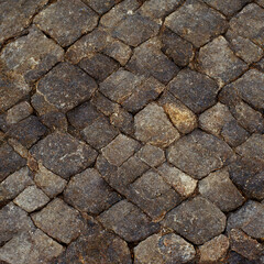 Cobble stone tile floor pattern design illustrated 

