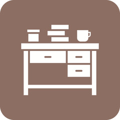 Table Multicolor Round Corner Glyph Inverted Icon