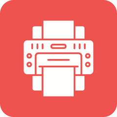Printer Multicolor Round Corner Glyph Inverted Icon