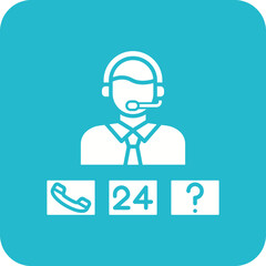 Call Center Multicolor Round Corner Glyph Inverted Icon