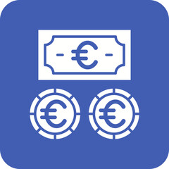 Euro Currency Multicolor Round Corner Glyph Inverted Icon