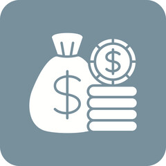 Money Bag Multicolor Round Corner Glyph Inverted Icon
