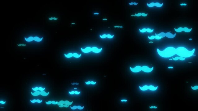 glowing Falling Mustache Shapes animated motion background - November Prostate cancer awareness - Fathers day