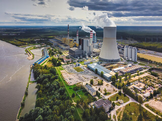 Big Power plant near the river.
