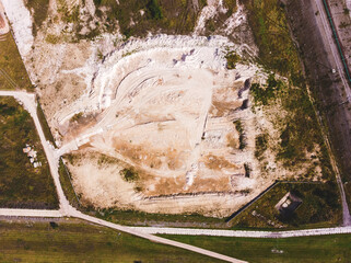 Aerial view on used fuel dump from power planted fuel dump from coal power plant