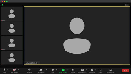 Video conferencing user interface. User web video call window. Communication windows for app and desktop. Mockup of remote conversation. Mockup Kit interface.