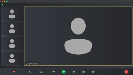 Video chat user interface. User web video call window. Communication windows for app and desktop. User interface from video webinars. Blank Wireframe.