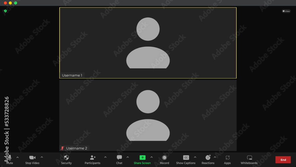 Aufkleber template video conference user interface. video calls window overlay. online chat for business semin