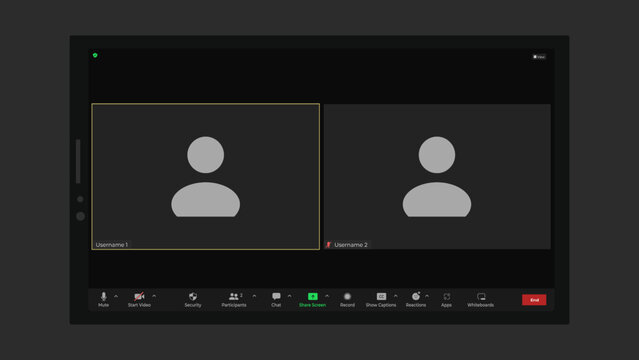Video conference user interface. Online conference meeting. Video conference icon. Meeting App UI Interface. Vector illustration.