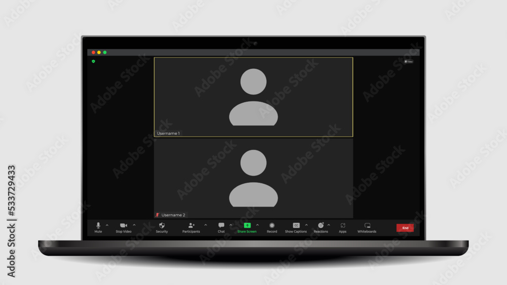 Poster video conferencing user interface. application for social communication. videocall screen mockup for