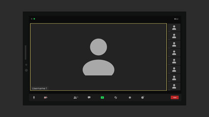 Video chat user interface. Video calls window overlay. Online chat for business seminars. Online business webinar chat. Mockup UI, UX.