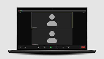 Video conference calls window overlay. Online conference meeting. Online chat for business seminars. Concept of social remote media. Talking user frame on screen.