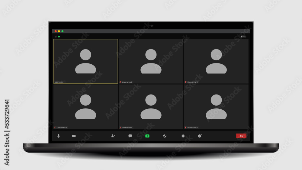 Poster online video call interface template with user icon. video calls window overlay. video conference ic
