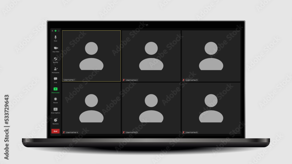 Aufkleber video conference calls window overlay. user web video call window. zoom interface template. video ca