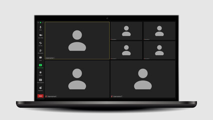 Template video conference user interface. Online conference meeting. User web video call window. Meeting App UI Interface. Mockup UI, UX.
