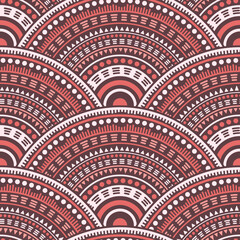 Ethnic circle shapes seamless geometric pattern. © SunwArt