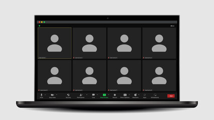 Video chat user interface. Online conference meeting. Zoom Interface Template. Video Conference. Vector UI screen.