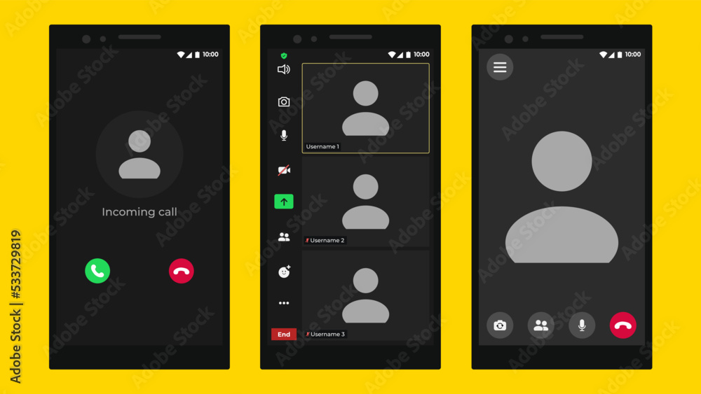 Aufkleber video chat user interface. online conference meeting. call window app template. meeting app ui inter