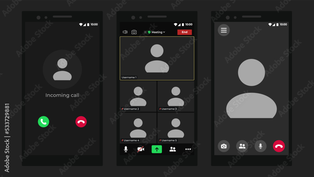 Aufkleber video conference user interface. application for calls. zoom interface template. video call. vector 