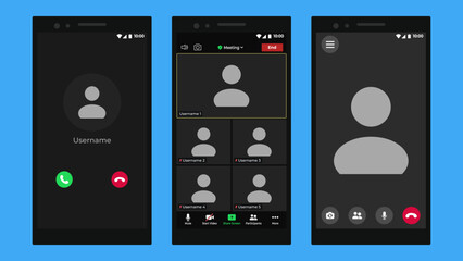 Video conference calls window overlay. Online conference meeting. User web video call window. Video Conference. Template mockup.