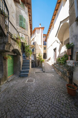 Fototapeta na wymiar Old narrow alley in the city centre of Rocchetta Nervina; It's a small village of far west of Liguria Region (Northern Italy), near the French borders.