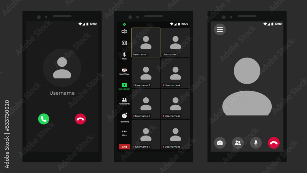 Aufkleber template video conference user interface. application for calls. call screen template. video call. m