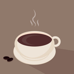 A cup of coffee. Coffee beans. Vector illustration