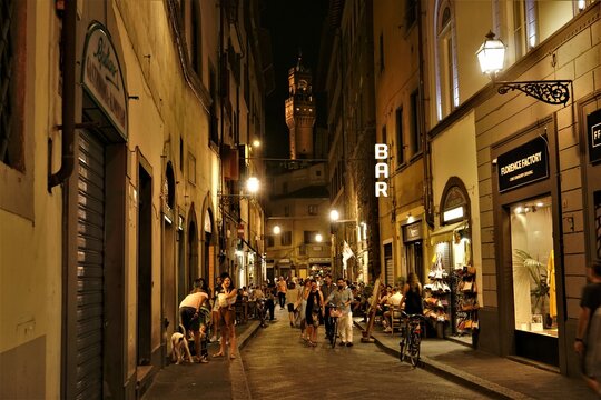 Fototapeta street at night, Florence, Italy