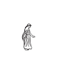 Angel in Robes Reaching Down from Heaven - Black and White sketch