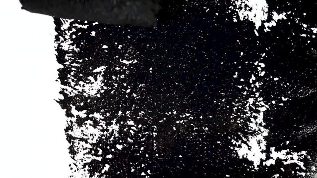 Black paint strokes with roller brushes for transition animations, footage overlay and backgrounds