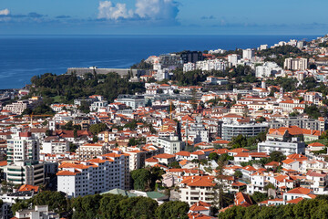 View of Funchal city and marina,  Madeira,  Portuga,l  Europe