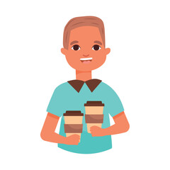 barista holding coffee cups
