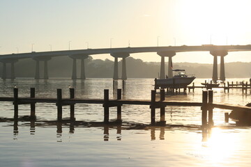 Naklejka premium Sunrise on the river