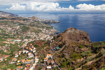 View from the Skywalk on the cliffs of the south coast of Madeira,  Portugal,  Europe
